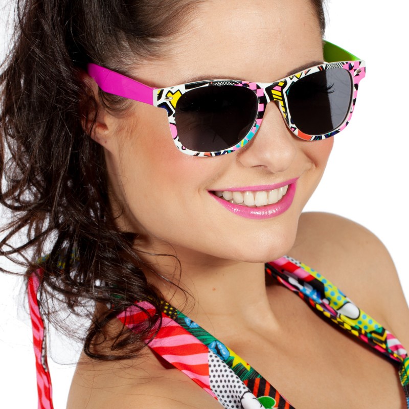 Pop art - Willaert, verkleedkledij, carnavalkledij, carnavaloutfit, feestkledij, brillen, feestbril, gekke bril